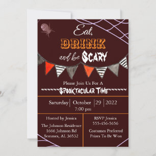 Essen Sie trinken und Beängstigend Halloween-Party Einladung