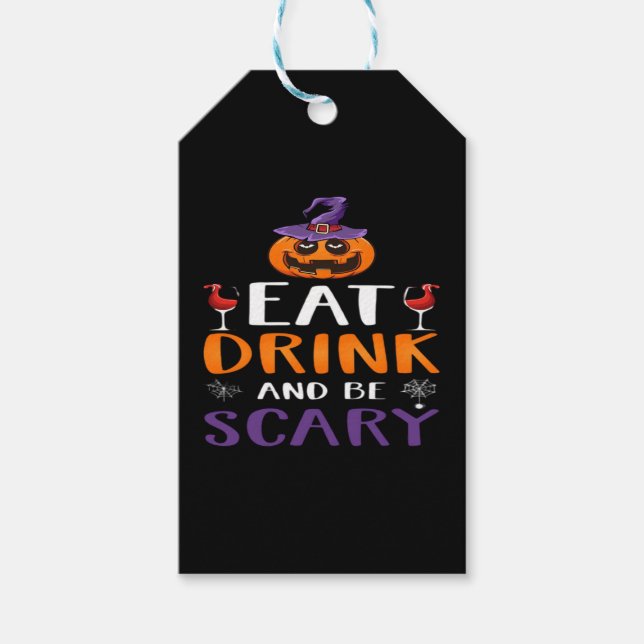 Essen Sie trinken und Beängstigend Halloween-Party Geschenkanhänger (Vorderseite)