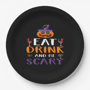 Essen Sie trinken und Beängstigend Halloween-Party Pappteller