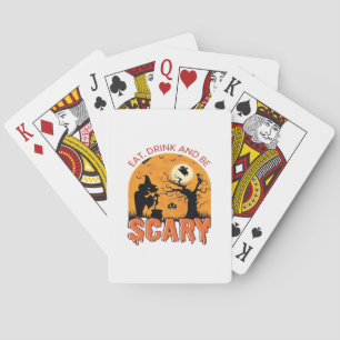 Essen Sie trinken und Beängstigend Halloween Szene Spielkarten