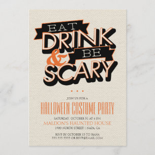 Essen Sie trinken und Beängstigend Halloween-Teil  Einladung