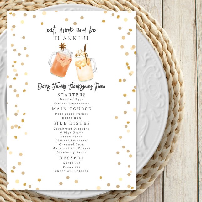 Essen Sie trinken und seien Sie dankbar Erntedank  Menükarte (Von Creator hochgeladen)