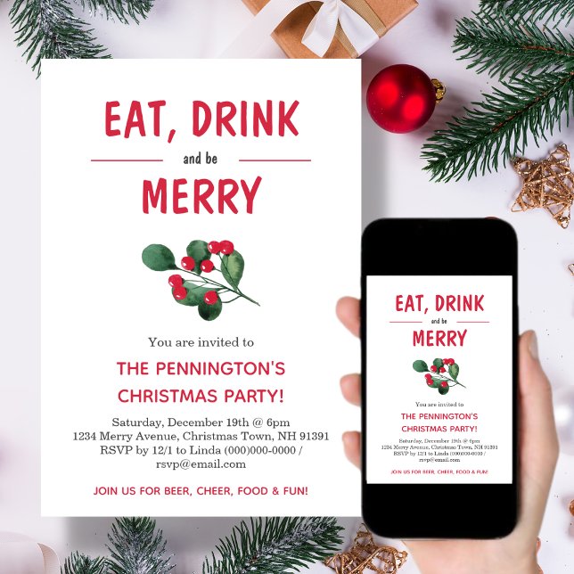 Essen Sie trinken und seien Sie frohe Weihnachten  Einladung (Von Creator hochgeladen)