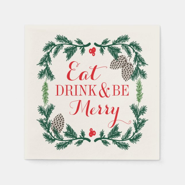 Essen Sie trinken und seien Sie Merry Holiday Papi Serviette (Vorderseite)