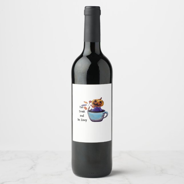 Essen Sie trinken und sind Sie Beängstigend Retro  Weinetikett (Vorderseite)