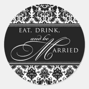 Essen Sie trinken und Verheiratet Damask Aufkleber