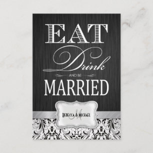 Essen Sie trinken und Verheiratet Hochzeit RSVP Karte