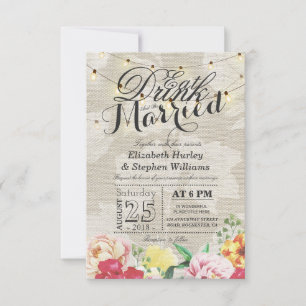 Essen Sie trinken und Verheiratete String Light Ch Einladung