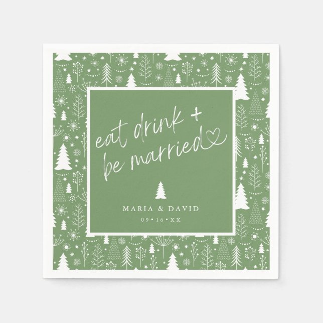 Essen Sie trinken und Verheiratete Weihnachtsmuste Serviette (Vorderseite)