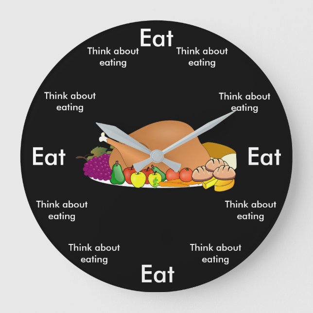 Essen Sie Uhr-runde schwarze (große) Wanduhr (Vorderseite)