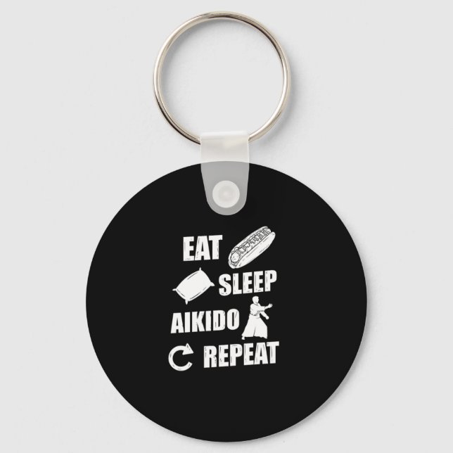 Essen Sleep Aikido Wiederholung Geschenk Idee Schlüsselanhänger (Vorderseite)