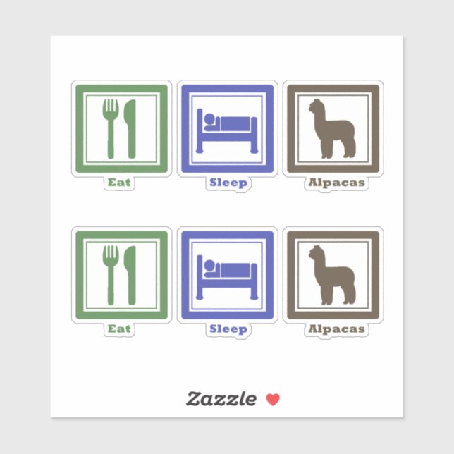 Essen Sleep Alpacas Aufkleber (Blatt)