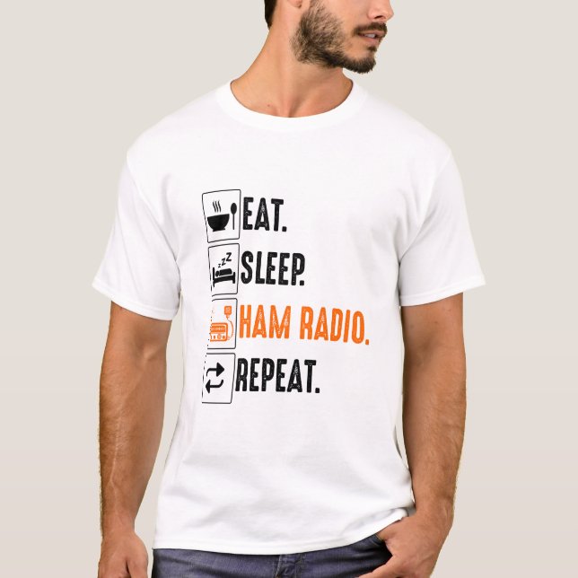 Essen Sleep Amateur Ham Radio T-Shirt (Vorderseite)