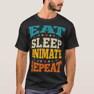 Essen Sleep Animate 3D Animators Karikaturist Anim T-Shirt