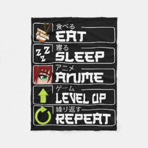 Essen Sleep Anime Level Up Wiederholung Otaku Anim Fleecedecke