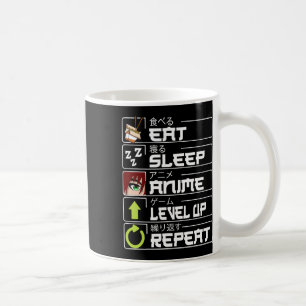 Essen Sleep Anime Level Up Wiederholung Otaku Anim Kaffeetasse