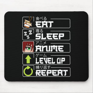 Essen Sleep Anime Level Up Wiederholung Otaku Anim Mousepad