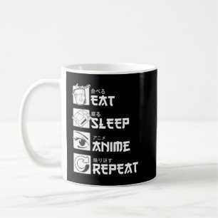Essen Sleep Anime Repeat, Anime Manga Men Women Pu Kaffeetasse