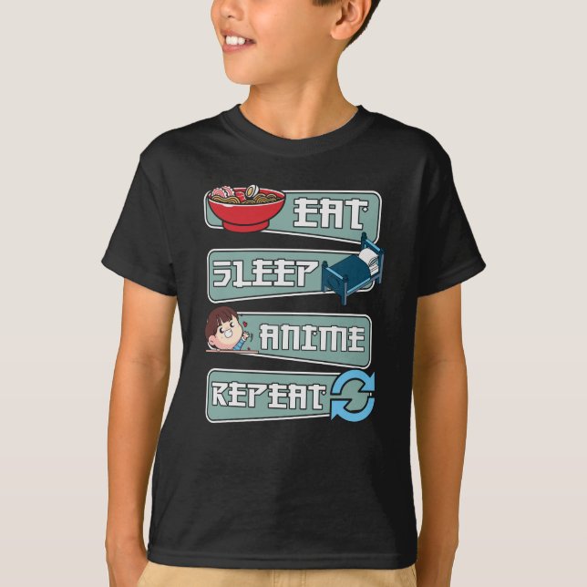 Essen Sleep Anime Wiederholung Japanisch | Kawaii  T-Shirt (Vorderseite)