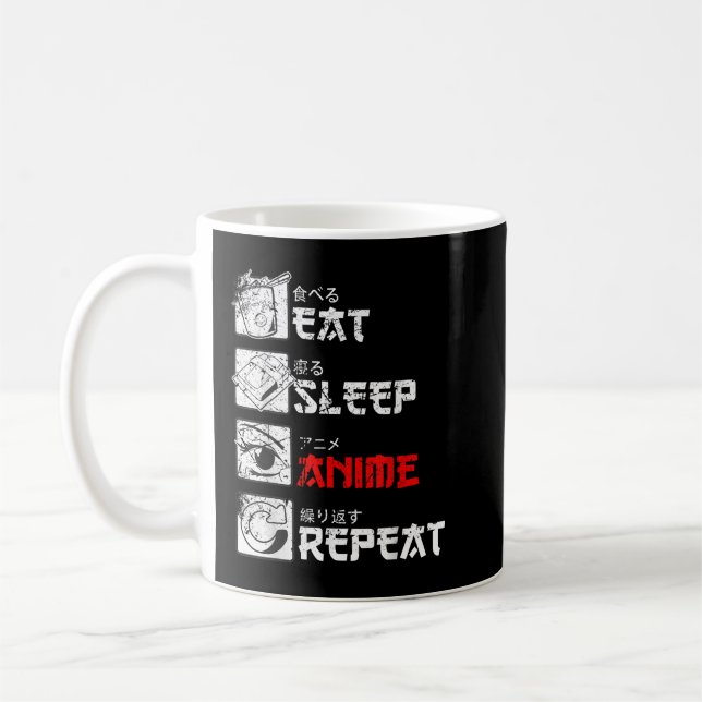 Essen Sleep Anime Wiederholung Manga Japan Kanji W Kaffeetasse (Links)