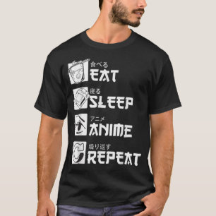 Essen Sleep Anime Wiederholung Shirt, Anime Manga T-Shirt