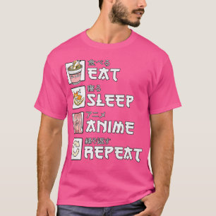Essen Sleep Anime Wiederholung Teen Girls Geschenk T-Shirt