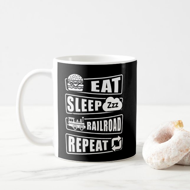 Essen Sleep Bahn wiederholen Dampfzug Kaffee Tasse (Mit Donut)