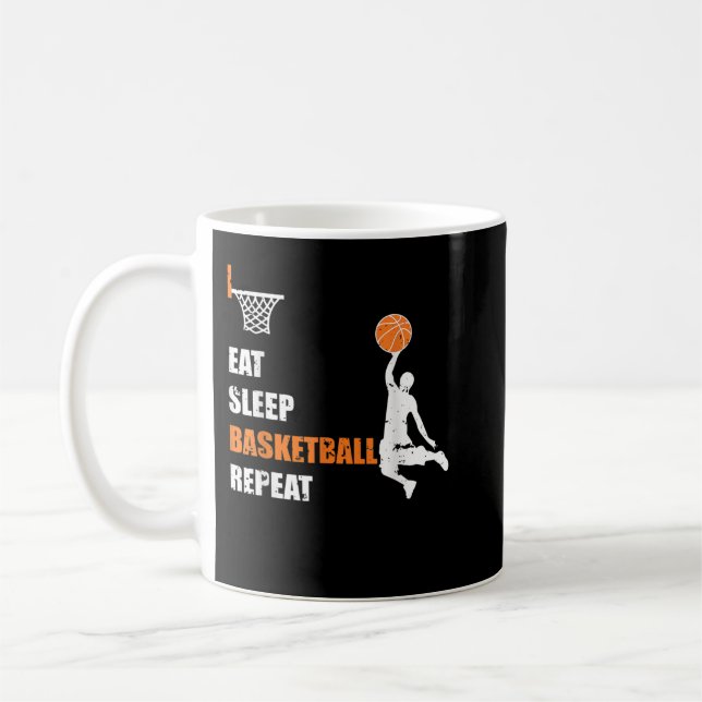 Essen Sleep Basketball Wiederholen Basketball Boys Kaffeetasse (Links)