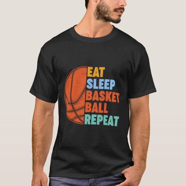 Essen Sleep Basketball Wiederholung für Men Teens  T-Shirt (Vorderseite)