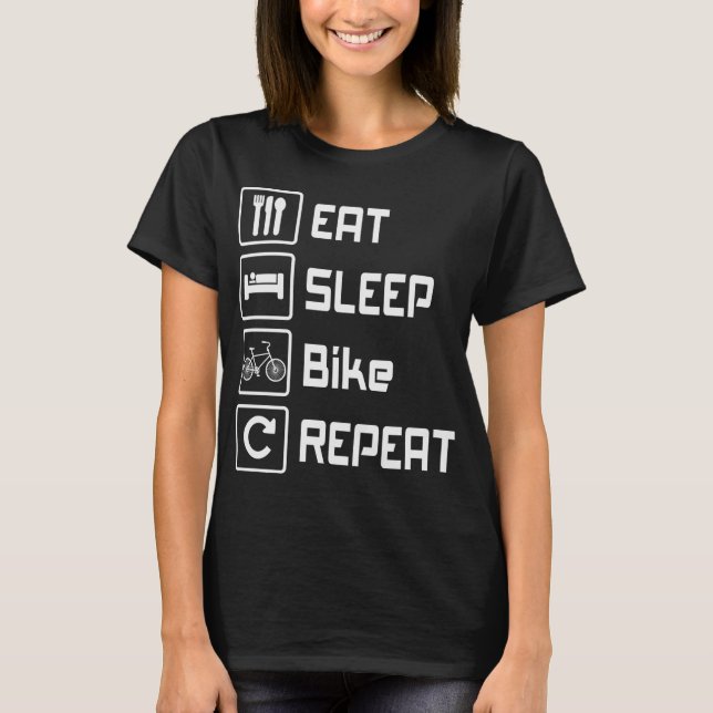 Essen Sleep Bike Wiederholung Sonniges Biking T-Shirt (Vorderseite)