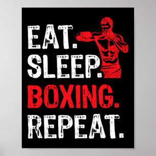 Essen Sleep Boxing Wiederholen Boxing Player Funny Poster