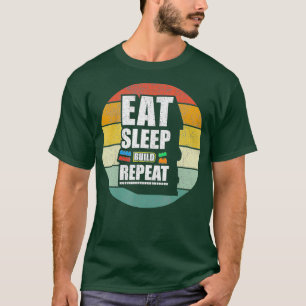 Essen Sleep Build Wiederholung Gebäude Blockbricks T-Shirt