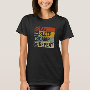 Essen Sleep Camp Wiederholung Retro 60er 70er Camp T-Shirt