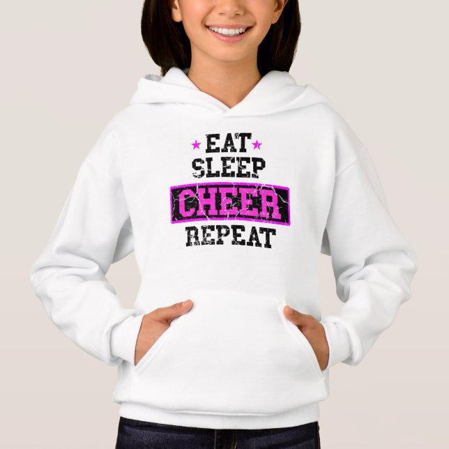 Essen Sleep Cheer Wiederholen Cheerleader T - Shir Hoodie (Vorderseite)