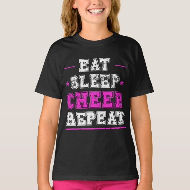 Essen Sleep Cheer Wiederholen Cheerleader T-Shirt (Vorderseite)