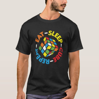 Essen Sleep Cube Wiederholung lustige Cubes Puzzle T-Shirt