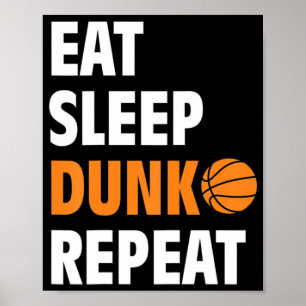 Essen Sleep Dunk Wiederholen Spaß Basketball Ball Poster
