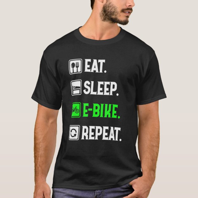 Essen Sleep E-Bike Wiederholung, Liebe zu E-Bike,  T-Shirt (Vorderseite)