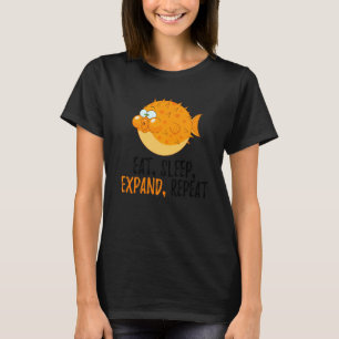 Essen Sleep Expat Wiederholen Blowfish Puffer Fisc T-Shirt
