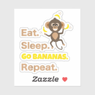 Essen Sleep Go Bananen Wiederholen Funny Süße Tier Aufkleber