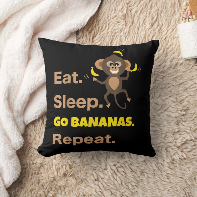 Essen Sleep Go Bananen Wiederholen Funny Süße Tier Kissen (Decke)