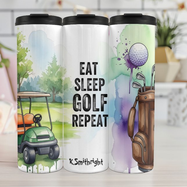 Essen Sleep Golf Wiederholung Grafik Thermosbecher (Von Creator hochgeladen)