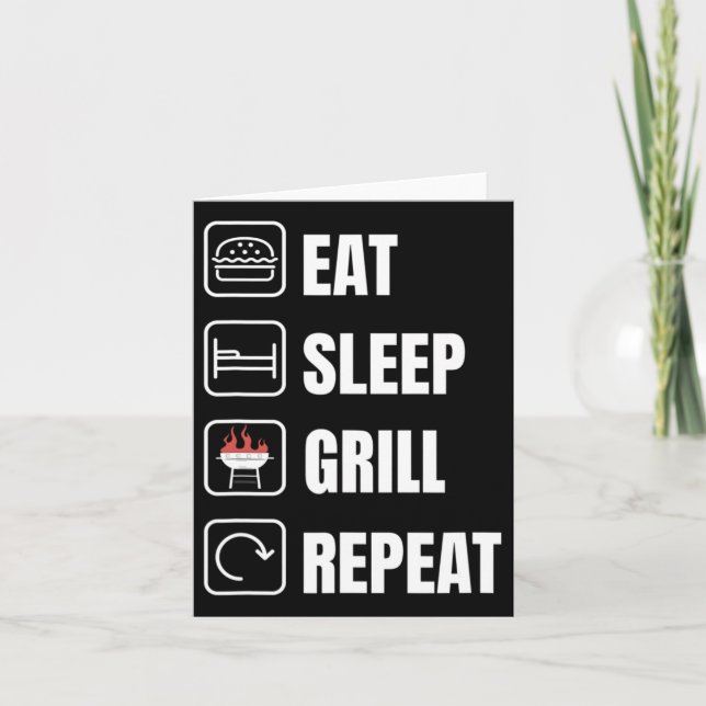 Essen Sleep Grill Wiederholung Grillen Griller Vat Karte (Vorderseite)