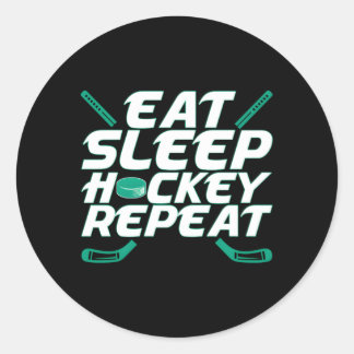 Essen Sleep Hockey Wiederholung Thema Jugend Fanat Runder Aufkleber