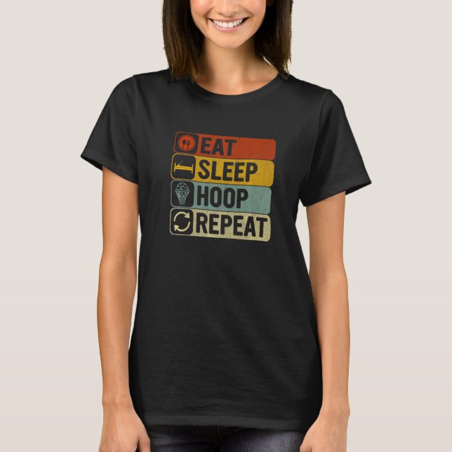 Essen Sleep Hoop Wiederholung Retro 60er 70er Hoop T-Shirt (Vorderseite)