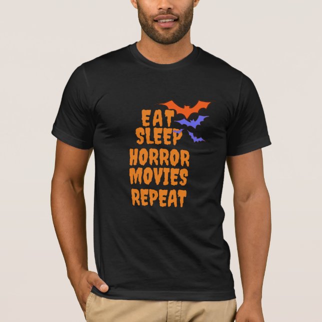 Essen Sleep Horror Movies T-Shirt, gruselig Hallow T-Shirt (Vorderseite)