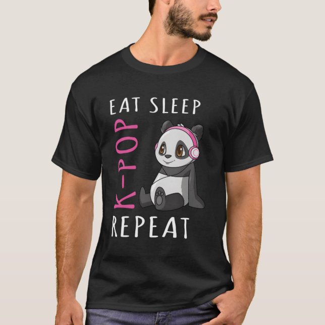 Essen Sleep K-Pop Wiederholung Panda T-Shirt (Vorderseite)