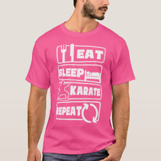 Essen Sleep Karate Wiederholung Design Karate T-Shirt