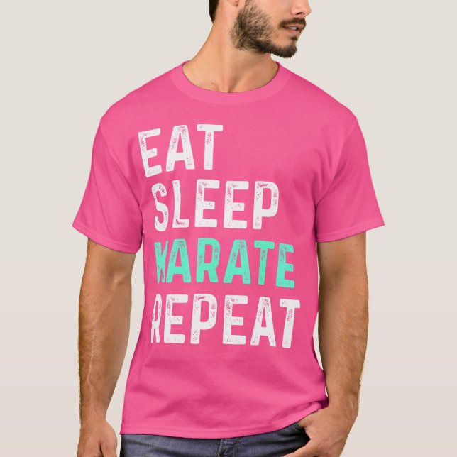 Essen Sleep Karate Wiederholung T-Shirt (Vorderseite)