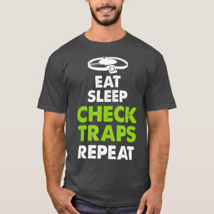 Essen Sleep Karo Traps Wiederholen Tiertrapper T-Shirt